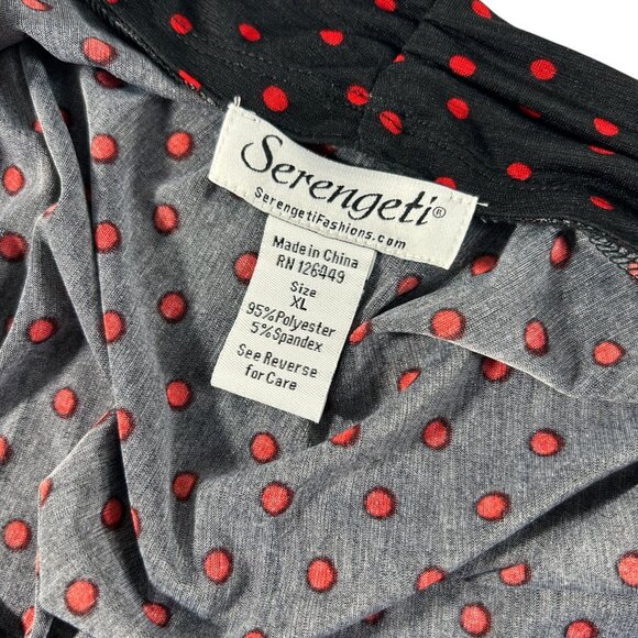Serengeti Blouse Faux Two Piece Black Red Size XL Modest Mature Polka Dot - Picture 3 of 6